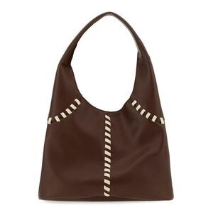 THEMOIRe Biosourced Faux Leather Shoulder Bag with Decorative Stitching Women